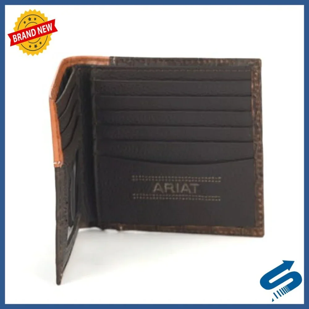 Men's Genuine Leather Bifold Wallet with Floral Embossing Slim Fit - Picture 5 of 6